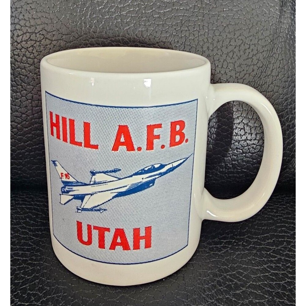 Hill Air Force Base A.F.B. Utah Coffee Mug F 16 Fighter Jet Fighting Falcon